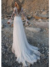 Ivory Lace Tulle Pearl Embellished Boho Wedding Dress
